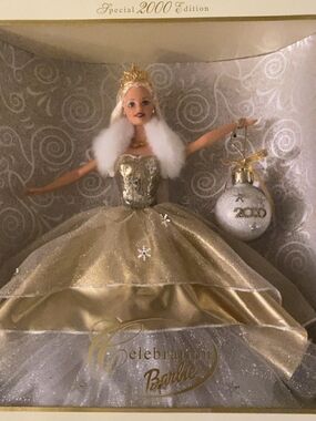 Barbie Gold and White Celebration Collector Display Packaging
